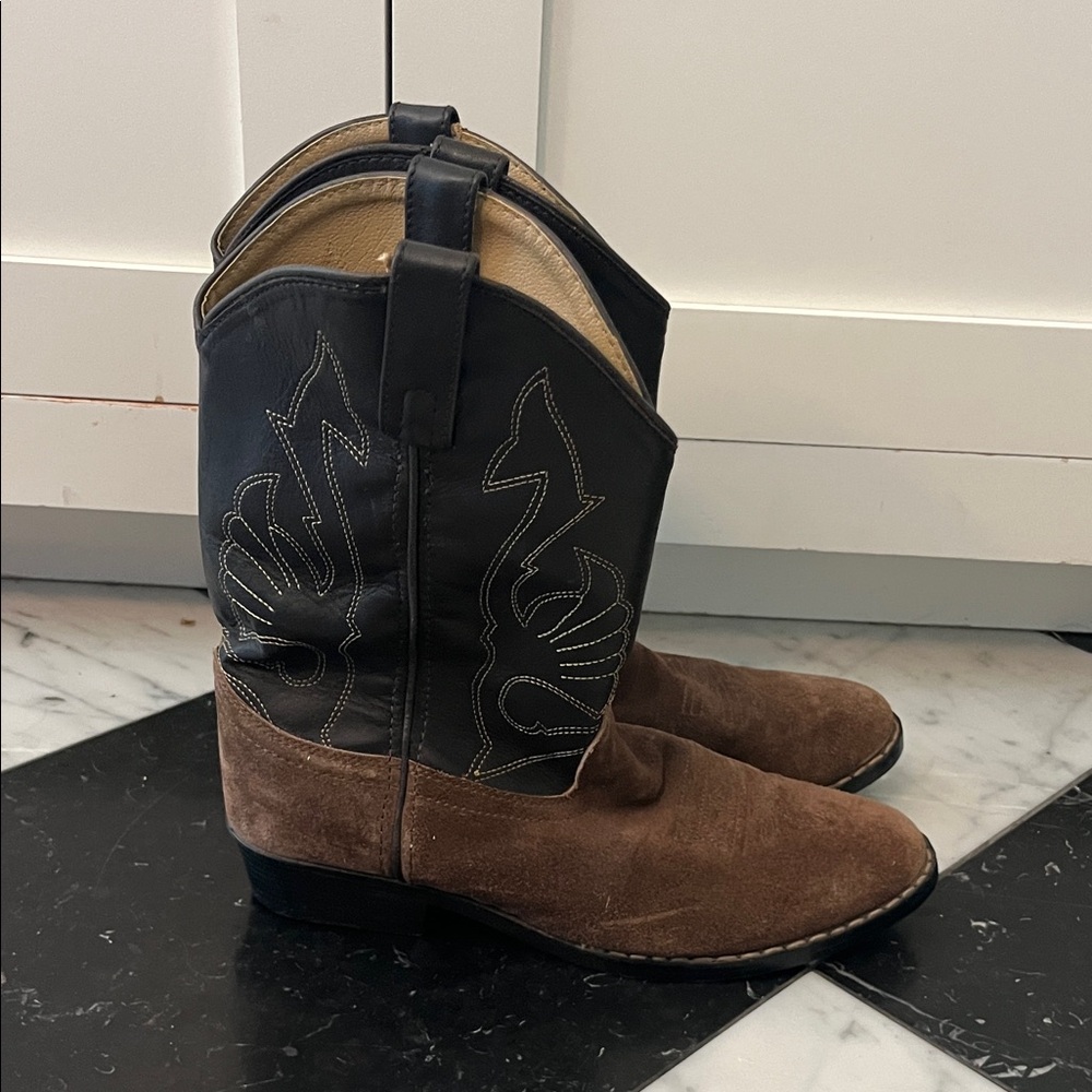 Masterson Brown and Black Leather Western Cowboy Boots Size 5 D